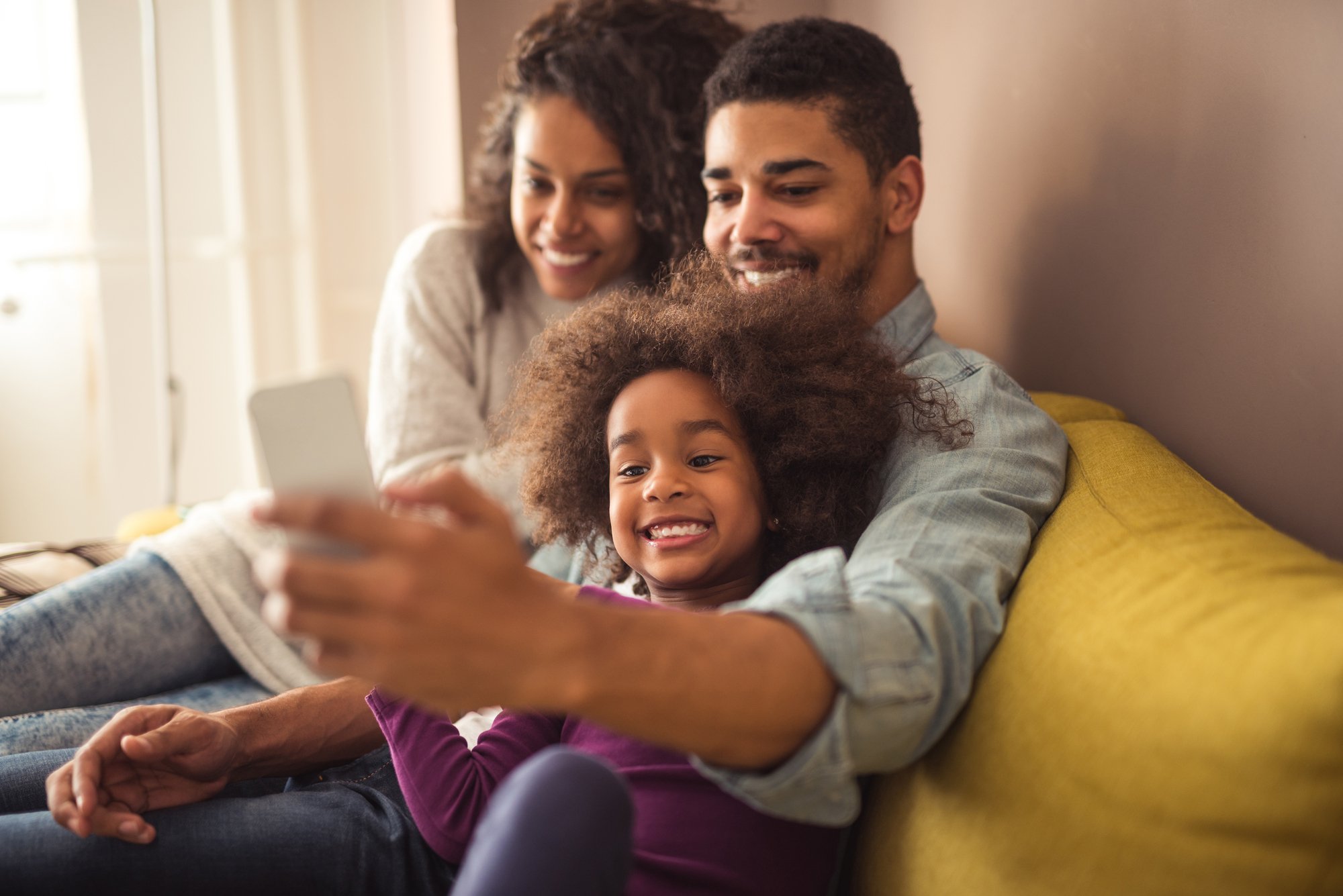 Family selfie at home