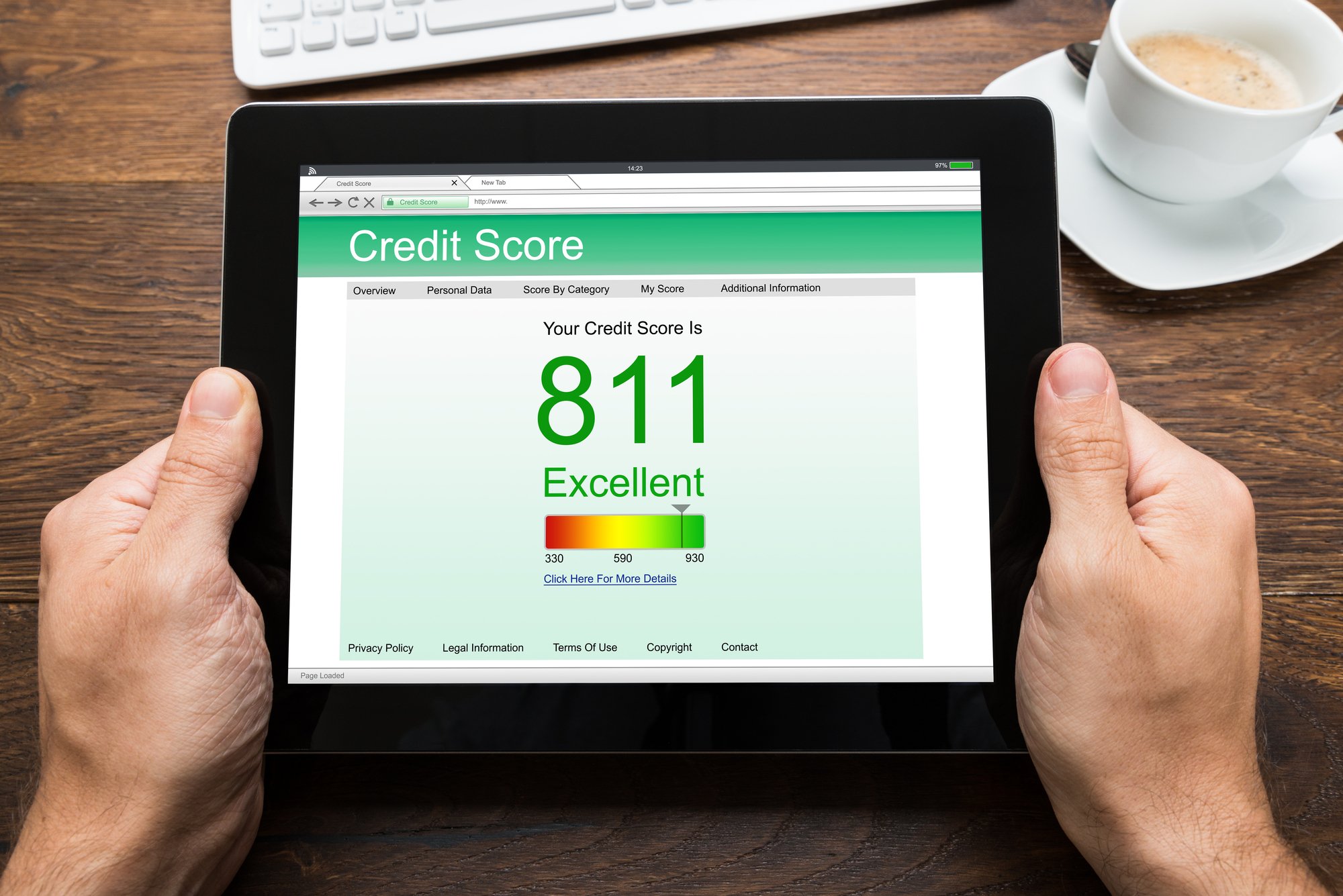 Person Hands Showing Credit Score